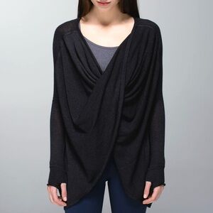 Lululemon Twist & Wrap Sweater Charcoal Grey Cashmere Blend Sz L / XL